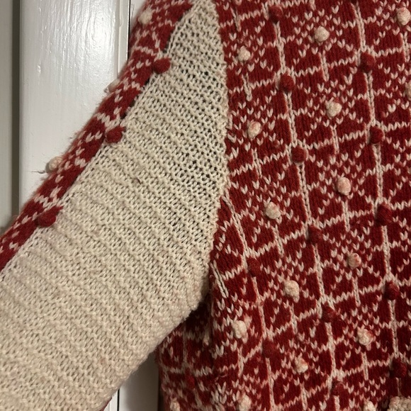 Sparrow Red and Cream Patterned Cardigan - Picture 5 of 7